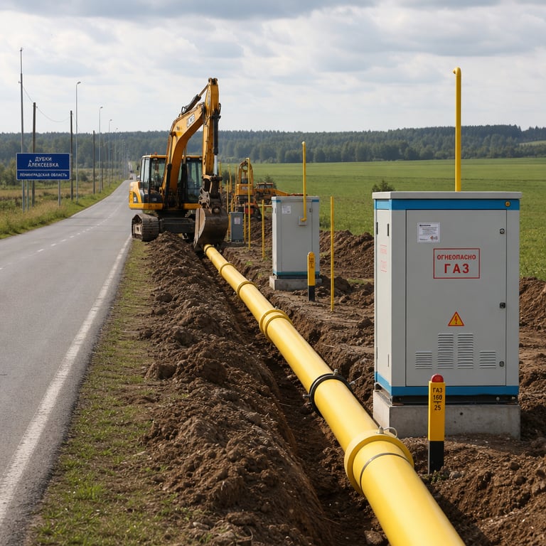 Распределительные газопроводы, Дубки и Алексеевка, Ленинградская обл.